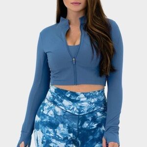 BALANCE ATLETICA Vitaly Crop Blue Zip-Up Elevate Crop Jacket Medium